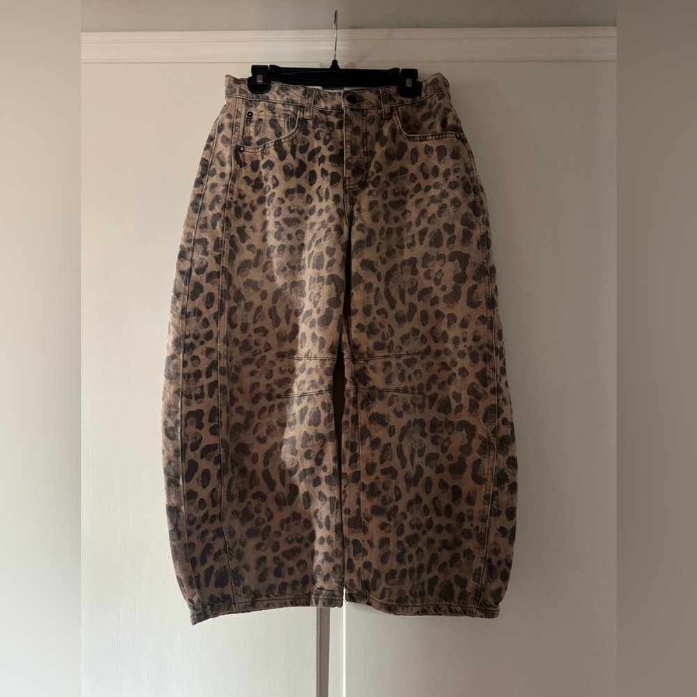 Free People Barrel Jeans Cheetah Print